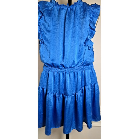 STEVE MADDEN Women's Satin Blue Dress Flutter Sleeveless XS Romantic Elastic - Picture 13 of 15
